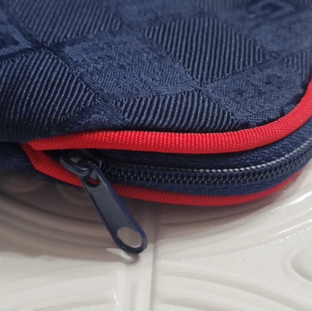 Givenchy Monogram Navy Blue & Red Small Travel Cosmetic Toiletries Makeup Bag